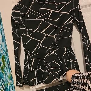 Chic Black and White Geometric Women's Top
